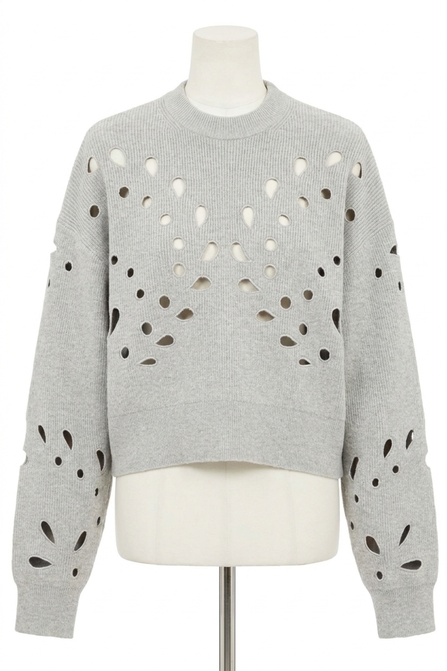 NEW ULLA JOHNSON vanessa pullover in melange grey